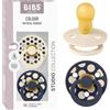 BIBS Colour Polka Dots Succhietto, 18-48 mesi, 2-pack, Ivory/Deep Space | Tettarella rotonda | Lattice di gomma naturale | Taglia 3 | Senza BPA | Prodotto in Danimarca