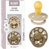 BIBS Colour Polka Dots Succhietto, 18-48 mesi, 2-pack, Vanilla/Dark Oak | Tettarella rotonda | Lattice di gomma naturale | Taglia 3 | Senza BPA | Prodotto in Danimarca
