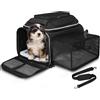 Petskd - Trasportino per gatti/cani di piccola taglia, espandibile di sopra e di lato, 45,7 x 27,9 x 27,9 cm, approvato da Delta United Airline, con cerniere di sicurezza e rete antigraffio (nero)