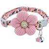MERVYNGLYNNHUNTER Collare per gatti con campane,collare staccabile per gatti con strass e fiori,collare per animali domestici con fibbia di sicurezza per gatti e cuccioli di cane (21,8-28cm)