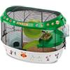 FERPLAST Gabbia Roditori STADIUM per Criceti, Topolini, in Metallo, Accessori inclusi: Mangiatoia, Beverino, Casetta, Ruota, Ripiano, Scaletta, Adesivi Decorativi. 49,5x34xh33cm