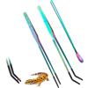 SLSON 3 pinze per mangime per rettili (27 cm + 17,7 cm), pinzette per acquario, pinzetta curva in acciaio inox con punta in gomma, cucchiaio per mangiare, strumento per l'alimentazione per barba, geco
