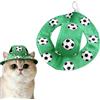 CARPJZ Cappello da sole per animali domestici, design da calcio, regolabile, traspirante, con fori per le orecchie, coulisse elastica integrata, per attività all'aperto, cani e gatti