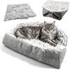Thirtyseven Cuccia Gatto Interno, Cucce per Cani da Interno | Cuccia morbida e lavabile per gatti, 2 in 1 Cuccia per cani di piccola taglia e gatti, dimensioni da aperta 70x60 cm