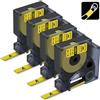 AONOMI Compatibile con etichette termorestringenti DYMO giallo 18054 | 3/8'' per etichettatrice industriale DYMO Rhino 4200 5200 5000, nero su giallo, 1 cm x 4,9', confezione da 4