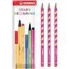 STABILO EASYgraph S Matite in grafite, rosa, confezione da 3 in busta | Mina HB, per destrorsi, impugnatura antiscivolo, ergonomica, matita per apprendimento precoce