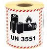 MD Labels Etichette UN 3551 per batterie agli ioni di sodio, 100 x 100 mm, 500 per rotolo, autoadesive per spedizioni