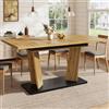 Merax - Tavolo da pranzo allungabile 120-160 x 80 x 76 cm, moderno tavolo da pranzo con finitura in effetto quercia con base stabile e piedini antiscivolo regolabili