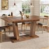 Merax Tavolo da pranzo allungabile, 120-160 x 80 x 76 cm, moderno, effetto legno scuro, con base robusta e piedini antiscivolo regolabili, tavolo da cucina flessibile per piccoli spazi