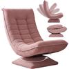 CASARIA Poltrona relax con schienale regolabile Cord rosa scuro | Pieghevole, girevole a 360°, portata 150 kg, 60 x 105 x 87 cm, imbottita, per soggiorno, gaming, pavimento, lounge