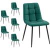 Mediawave Store - Set 6 Sedie Velluto REGINA con Schienale imbottito QUADRATI Struttura Nera: arreda con stile la tua sala da pranzo o il living moderno (Verde)