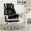 Hellove Sedia da Ufficio Ergonomica 180 kg, Poltrona Direzionale XXL con Poggiapiedi, Sedia Gaming e Scrivania con Braccioli Regolabili, Schienale Reclinabile, Girevole per Ufficio e Home Office, Nero Bianco