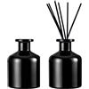 DEARBAG 2PCS Bottiglie di Diffusore Nero Vetro Vuote per Diffusori, 200ml Flaconi per Diffusore in Vetro, Contenitore per Oli Essenziali Aromaterapia Vaso Mini Vaso Fragranze per la Casa (Nero lucido)