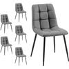 Mediawave Store Set 6 Sedie Velluto REGINA Grigio