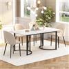 Merax Tavolo da pranzo 140 x 80 x 75 cm, tavolo da cucina moderno effetto marmo con struttura in metallo e piedini regolabili, tavolo da pranzo rettangolare per sala da pranzo, cucina, soggiorno e