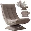 CASARIA Poltrona relax con schienale regolabile Cord Tortora | Pieghevole, girevole a 360°, portata 150 kg, 60 x 105 x 87 cm, imbottita, per soggiorno, gaming, pavimento, lounge