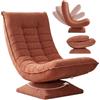 CASARIA Poltrona relax con schienale regolabile Cord Terracotta | Pieghevole, girevole a 360°, portata 150 kg, 60 x 105 x 87 cm, imbottita, per soggiorno, gaming, pavimento, lounge