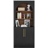 UEV Credenza Alta da Cucina a Design Arco con 2 Ante, Armadi Combinati Flessibili per Soggiorno con Fermoporta Magnetici, Set di Credenze Cucina Durevole e Solide, 80 x 39,5 x 178 cm, Nero