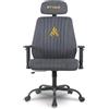 Symino Sedia da Ufficio Ergonomica in Tessuto Suédine, Funzione Inclinazione e Bilanciamento 109°, Supporto Lombare Integrato, Poggiatesta e Braccioli Regolabili - Grigio
