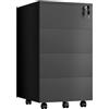 anrekl Cassettiera Scrivania con Chiave e 4 Cassetti, Nere