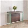 VE.CA.s.r.l. - Tavolo Consolle Allungabile Crystal - Con Porta Allunghe - In Vetro - Allungabile da 40 cm 250 cm - In Legno - Arredo Cucina Casa Design - Colore: Noce