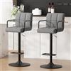 Ckaff Set di 2 Sgabelli da Bar, Sgabelli Cucina Girevole 360°Altezza Regolabile da Penisola, Sgabelli Alto in Similpelle con Schienale, Bracciolo, Poggiapiedi per Bar Cucina Ristorante, Grigio scuro