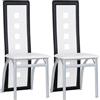 Homewell Set di 2 sedie per sala da pranzo, seduta moderna in pelle PU con cuscino morbido, schienale ergonomico con griglia cava, base in metallo in acciaio inox (2, bianco e nero)