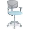 COSTWAY Sedia da Scrivania per Bambini con Altezza Regolabile Blu 45-55 cm | Sedia per Computer Ergonomica con Ruote, Sedile Girevole a Rete per Bambini 3+ Anni per Camertetta, Studio, Ufficio e Scuola