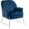 SEPNINE Poltrona Salotto in Velluto, Poltroncina Camera da Letto, Sedia da Soggiorno in Stile Scandinavo con Gambe Dorate, Super Confortevole, Capacità Fino a 135 kg (Blu)