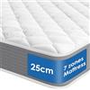 EarthyHome Materasso matrimoniale 160x200-Altezza 25 cm-Schiuma memory-Sostegno a 7 zone-Tessuto traspirante-Rigidità media-Design ergonomico-Materasso a molle insacchettate-Certificazione Oeko-Tex