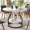 Merax Tavolo da pranzo rotondo, diametro 80 x 76 cm, per 4 persone, tavolo da cucina con spazio aperto, piano effetto marmo in MDF e struttura in metallo nero, tavolo da pranzo per cucina, sala da