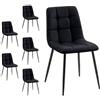 Mediawave Store - Set 6 Sedie Velluto REGINA con Schienale imbottito QUADRATI Struttura Nera: arreda con stile la tua sala da pranzo o il living moderno (Nero)