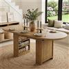 Merax Tavolo da pranzo allungabile da 150-200 x 90 cm, per 6-8 persone, con piano spesso 2,4 cm e vano portaoggetti, tavolo da cucina in stile scandinavo, colore rovere
