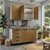 Linea Azzurra Sottolavello Cucina 120 Completo con Pensile 40, Colapiatto, Lavello e Miscelatore Cucina con 4 Cassetti e 2 Ante in Legno Made in Italy H85xL120xP50 cm (Noce Naturale, Vasca a Destra)