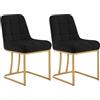 WOLTU Set di 2 Sedie da Cucina Moderne, Sedie per Sala da Pranzo | Con Schienale, senza Braccioli, Gambe in Metallo Dorato, in Velluto, Nero