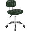 BFTOU Sgabello quadrato girevole con ruota, perfetto per lavoro, spa, negozi, massaggi, altezza regolabile e conveniente, sedia con schienale (verde)