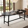 Merax Tavolo da pranzo 180 x 80 x 75 cm, per 6-8 persone, grande tavolo da pranzo con angoli arrotondati, piano in MDF e gambe in ferro nero, moderno tavolo da cucina per sala da pranzo e cucina