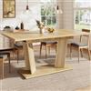 Merax Tavolo da pranzo allungabile, 120-160 x 80 x 76 cm, moderno, effetto legno massiccio, con base robusta e piedini antiscivolo regolabili, tavolo da cucina salvaspazio per piccoli spazi