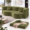 FGNIXLN Divano Letto Pieghevole 2 in 1, Divano con Funzione Letto Senza Struttura Rigida, Sofa Bed con 2 Cuscini, Letto Ospiti Pieghevole per Soggiorno, Camera da Letto e Ufficio,Verde(200 x 50 x 64 cm)