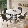 Merax Tavolo da pranzo rotondo, diametro 100 x 75 cm, moderno tavolo da cucina effetto marmo con struttura in metallo nero, tavolo da pranzo rotondo dal design elegante per cucina, sala da pranzo