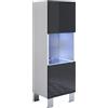 MB Muebles Bonitos, Vetrina Con Piedini 12cm Luke V3, LED, Melamina, Finitura Lucida, Bianco e Nero, 40x138x29cm