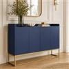 YGHQAP Credenza moderna, mobile buffet con 4 ante senza maniglie, cassettiera, mobile cassettiera, mobile da cucina minimalista mobile contenitore per soggiorno, sala da pranzo, cucina, corridoio (blu