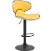CLP Sgabello Design Cucina Las Vegas V2 In Similpelle Con Schienale I Sedia Alta Imbottita Girevole Regolabile 62-82 CM | Colore giallo Colore del telaio nero