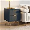 YNYHTER Comodini da camera da letto, comodi 2 cassetti, comodino, 40 x 35,5 x 50 cm, comodini, salotto con cassetti, mobile in legno, cassettiera per soggiorno, corridoio, camera da letto (E blu)