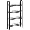 Vicco Piedistallo mobile Rolivo, Nero, 58 x 15 cm | con 4 scomparti, posizionabile in modo flessibile su ruote per spazi stretti