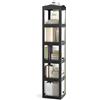 HOMASIS Libreria Girevole a 360° a 4/5/6 Livelli, Libreria Verticale con 3/4/5 Cubi e Ripiano, Mobile Angolare in Plastica, Scaffale Pieghevole per Soggiorno, Bagno (Nero, 36,5 x 36 x 174 cm)