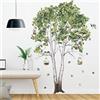 HGTC Adesivi Murali Albero Grande Betulla Foglie Verdi Stickers Murali Soggiorno Camera da Letto Uccelli Decorazioni per La Casa Poster Murale Decorazione della Stanza in PVC