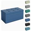 mcc direct Panca portaoggetti pieghevole con coperchio, sgabello e poggiapiedi con spazio portaoggetti per camera da letto, soggiorno e corridoio, 76 cm, blu