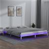 Generico Giroletto con LED Bianco 200x200 cm in Legno Massello,Letti e telai per Letti,820627