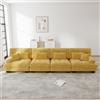 MOHUANG Divano angolare modulare 4 posti con seduta profonda, divano letto in ciniglia, comodo divano imbottito per soggiorno, appartamento, studio, ufficio, giallo